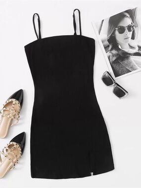 SHEIN Black Spaghetti Strap Mini Bodycon Dress